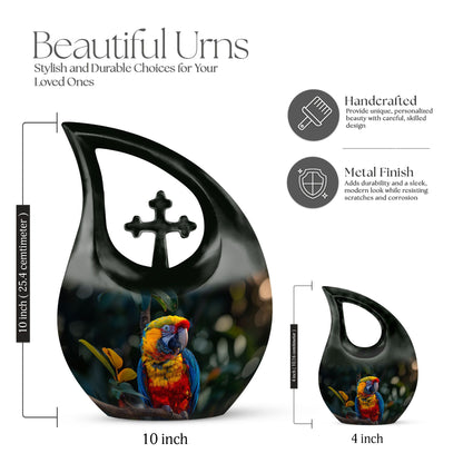 Macaw Parrot Cross Drop design urn