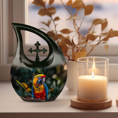 Macaw Parrot Cross Drop design urn