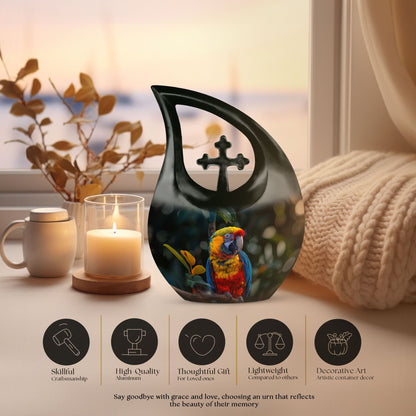Macaw Parrot Cross Drop design urn