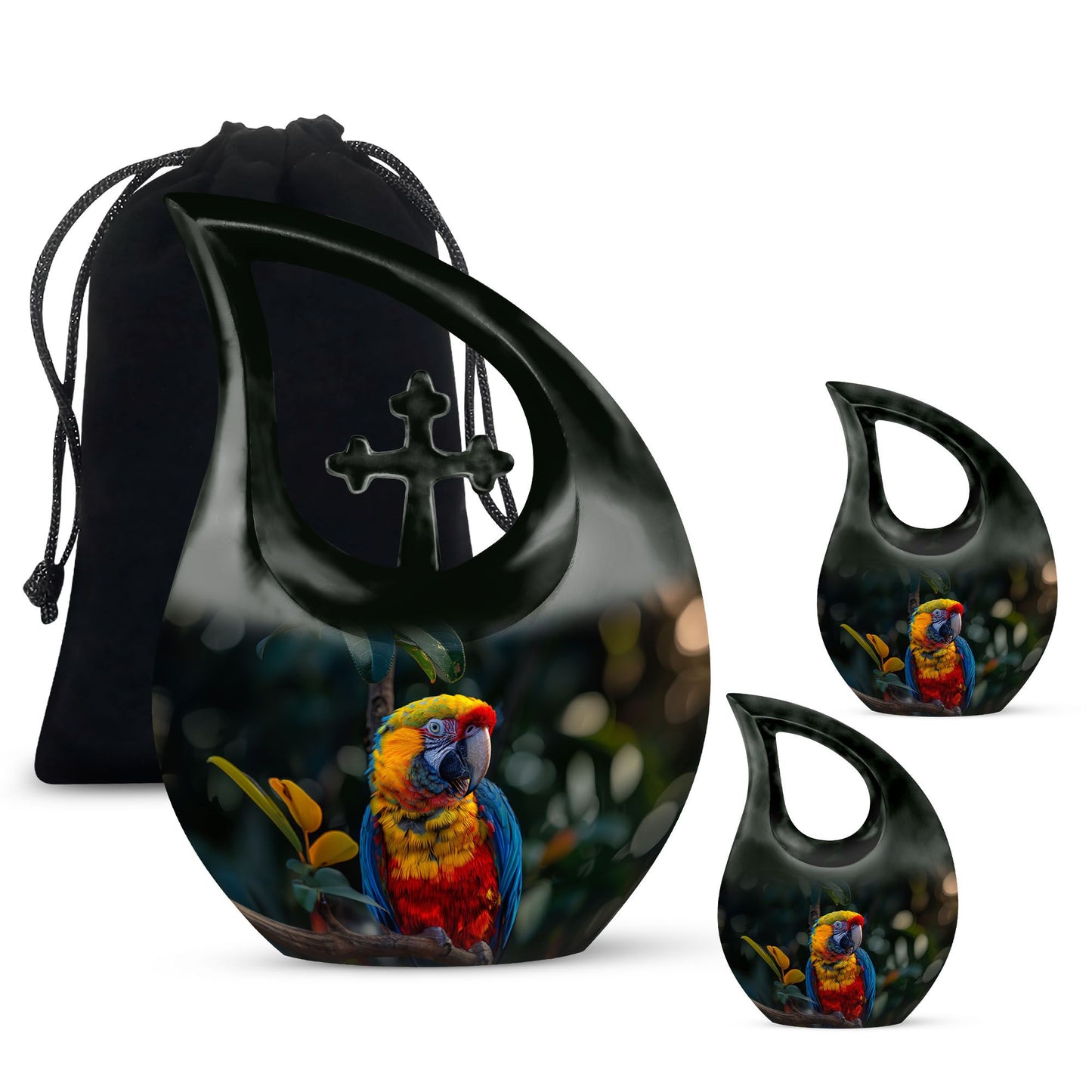 Macaw Parrot Cross Drop design urn