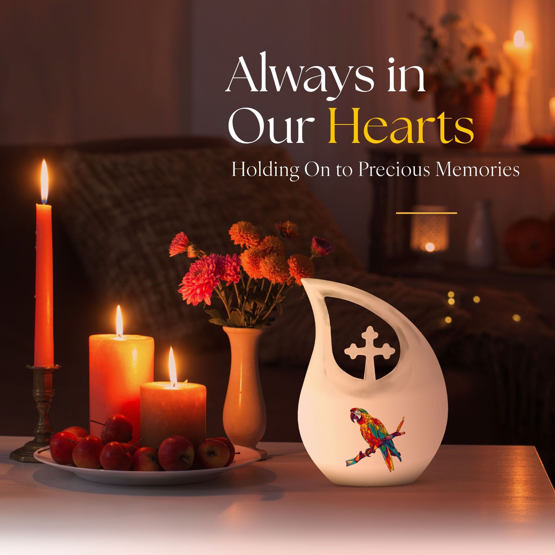 10 inch Cross Drop Macaw Parrot Urn, customizable medium 