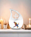 10 inch Cross Drop Macaw Parrot Urn, customizable medium 