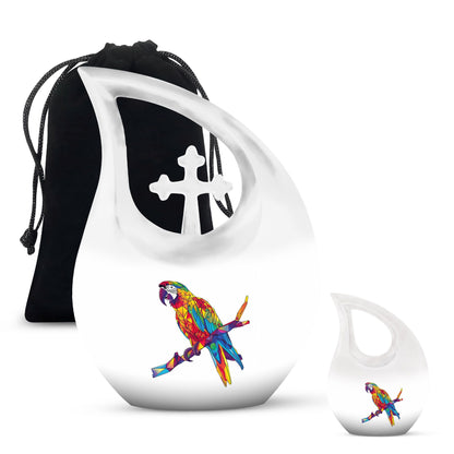 10 inch Cross Drop Macaw Parrot Urn, customizable medium 
