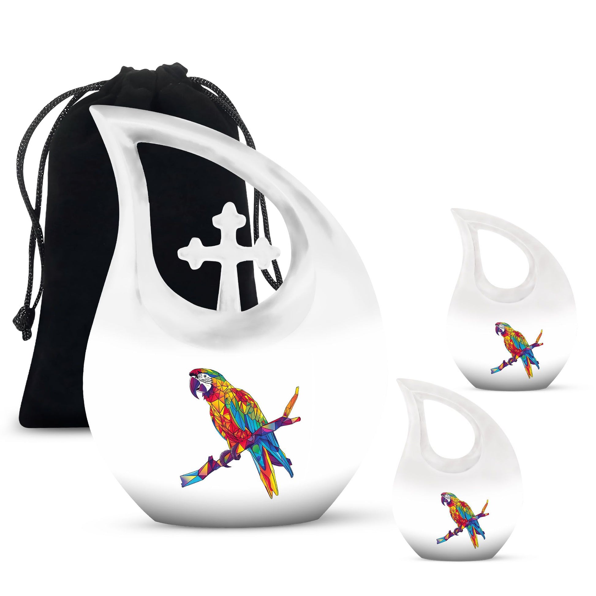 10 inch Cross Drop Macaw Parrot Urn, customizable medium 