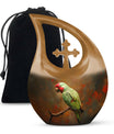 10-inch Macaw Parrot Urn, Cross Drop design in Aluminium, 