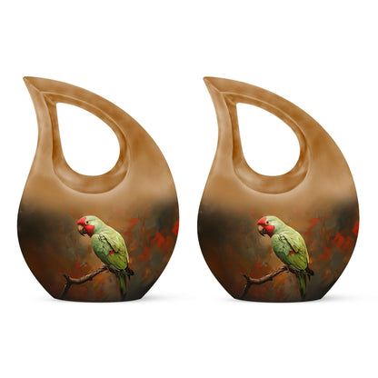 10-inch Macaw Parrot Urn, Cross Drop design in Aluminium, 