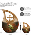 10-inch Macaw Parrot Urn, Cross Drop design in Aluminium, 