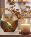 10-inch Macaw Parrot Urn, Cross Drop design in Aluminium, 