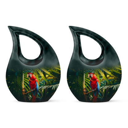 Large 10 inch Macaw Parrot Cross Drop Design Urn  