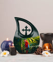 Large 10 inch Macaw Parrot Cross Drop Design Urn  