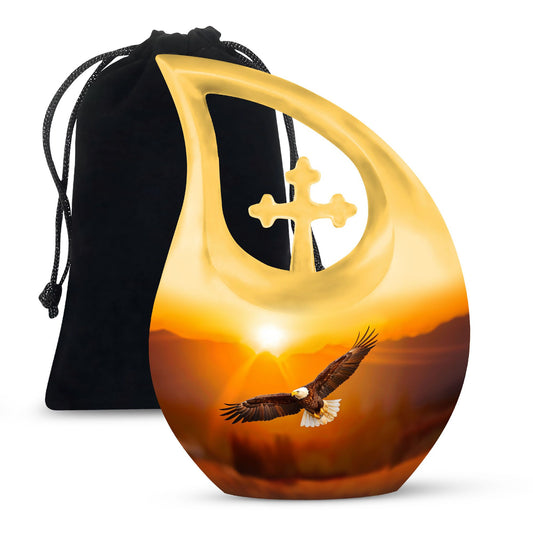 Eagle themed Medium Size Cross Drop memorial urn 