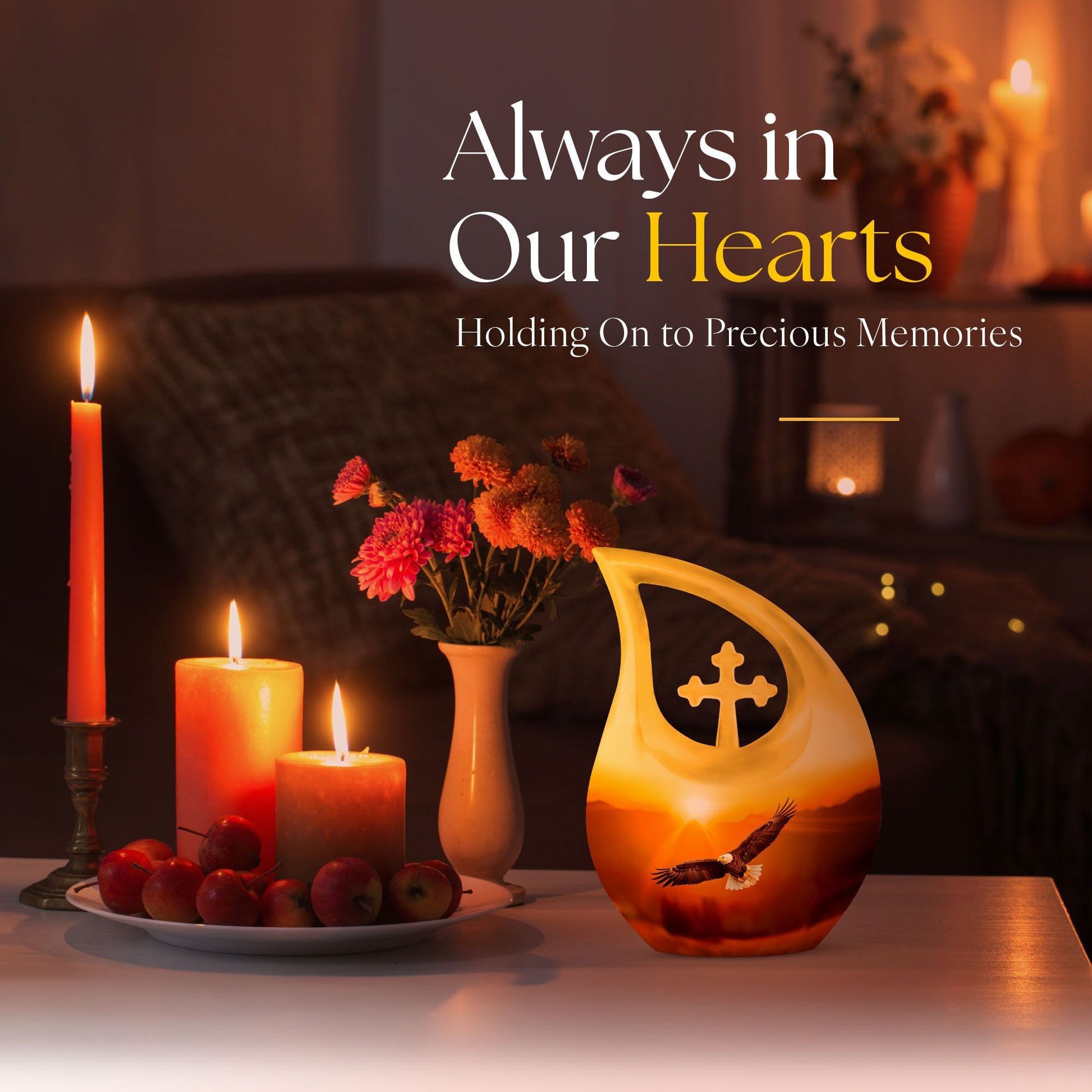 Eagle themed Medium Size Cross Drop memorial urn 