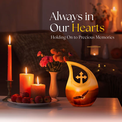 Eagle themed Medium Size Cross Drop memorial urn 