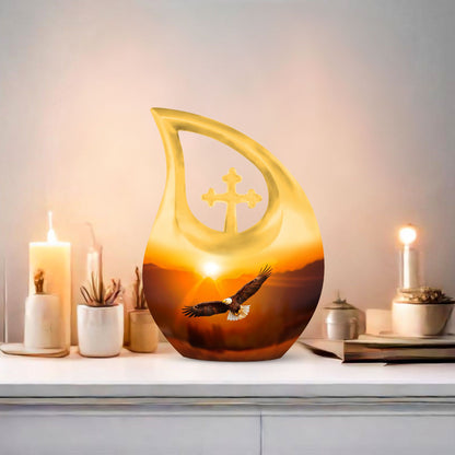 Eagle themed Medium Size Cross Drop memorial urn 