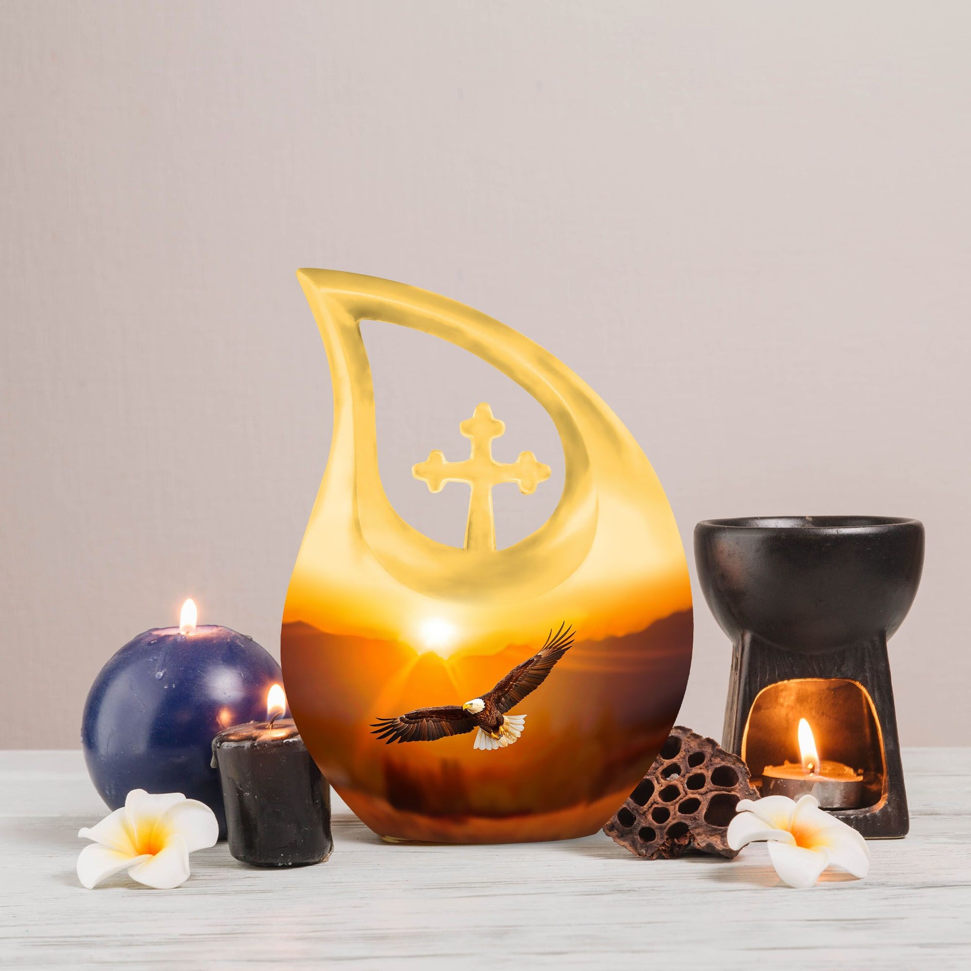 Eagle themed Medium Size Cross Drop memorial urn 