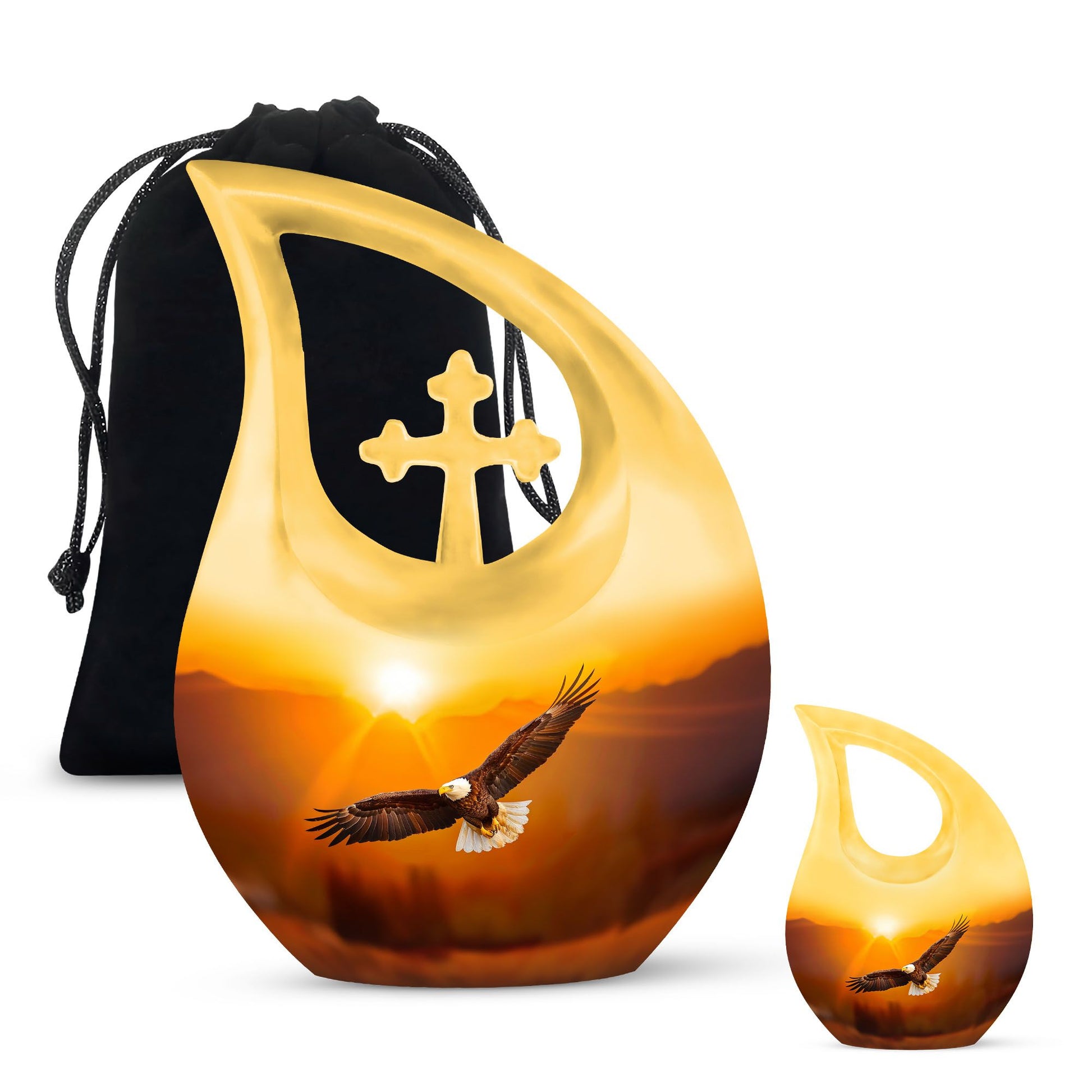 Eagle themed Medium Size Cross Drop memorial urn 