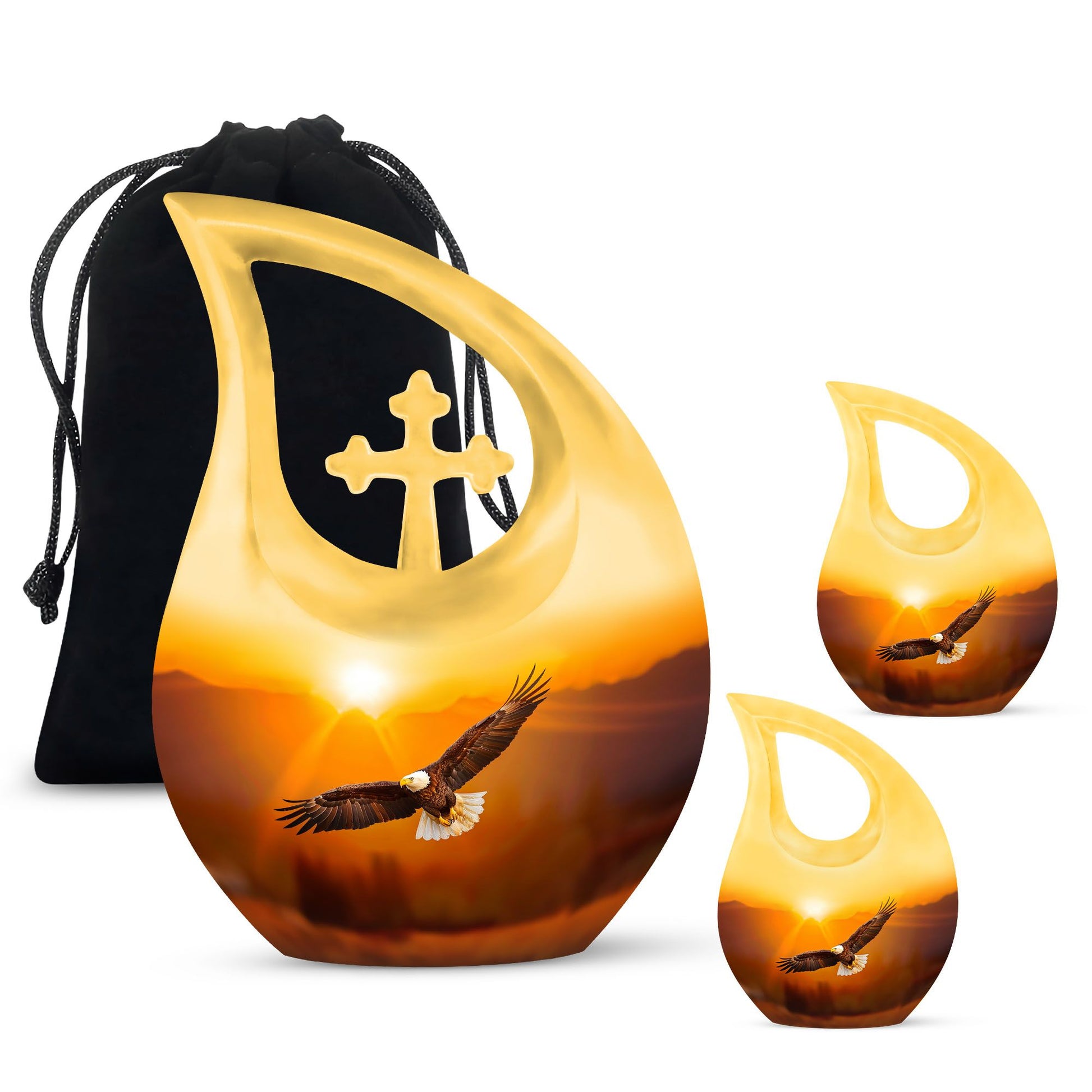 Eagle themed Medium Size Cross Drop memorial urn 