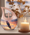 Eagle Urn with Cross Drop Design, Large Memorial Urn for