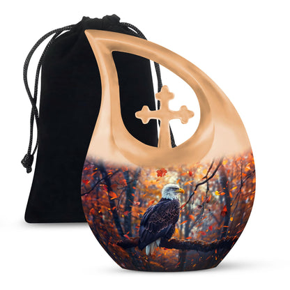 10-inch Eagle Urn with Cross Drop design, extra large