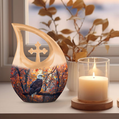 10-inch Eagle Urn with Cross Drop design, extra large