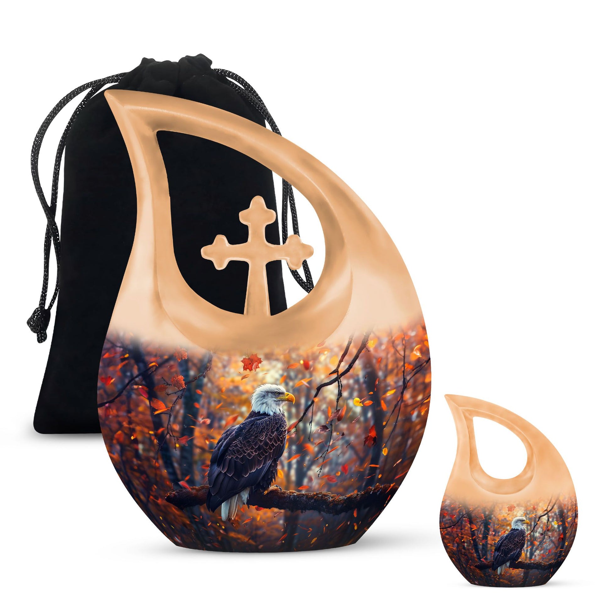 10-inch Eagle Urn with Cross Drop design, extra large