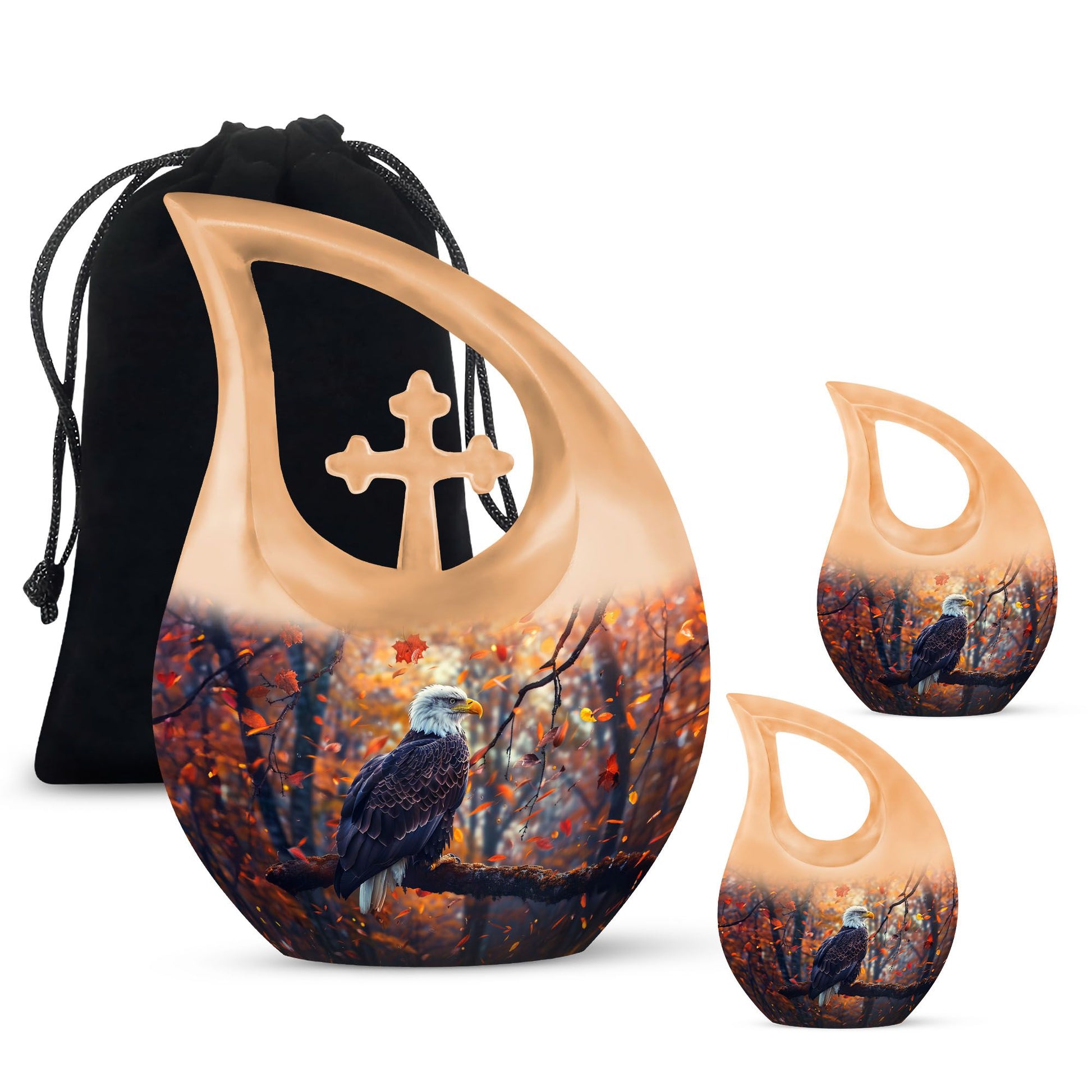 10-inch Eagle Urn with Cross Drop design, extra large