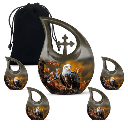 10-inch Eagle Urn, Cross Drop design, customizable 