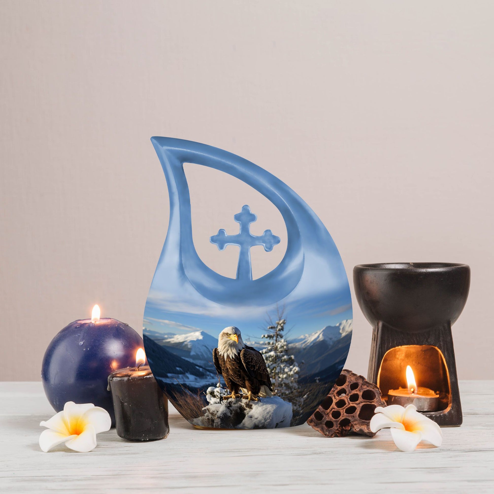 10 inch Eagle Urn with Cross Drop design, extra large 