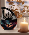 10 inch Eagle Urn, miniature cross drop design