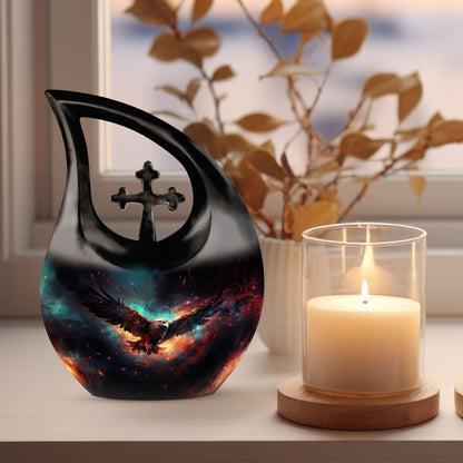 10 inch Eagle Urn, miniature cross drop design