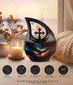 10 inch Eagle Urn, miniature cross drop design