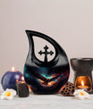 10 inch Eagle Urn, miniature cross drop design