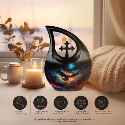 10-inch Eagle Urn featuring Cross Drop design, made 