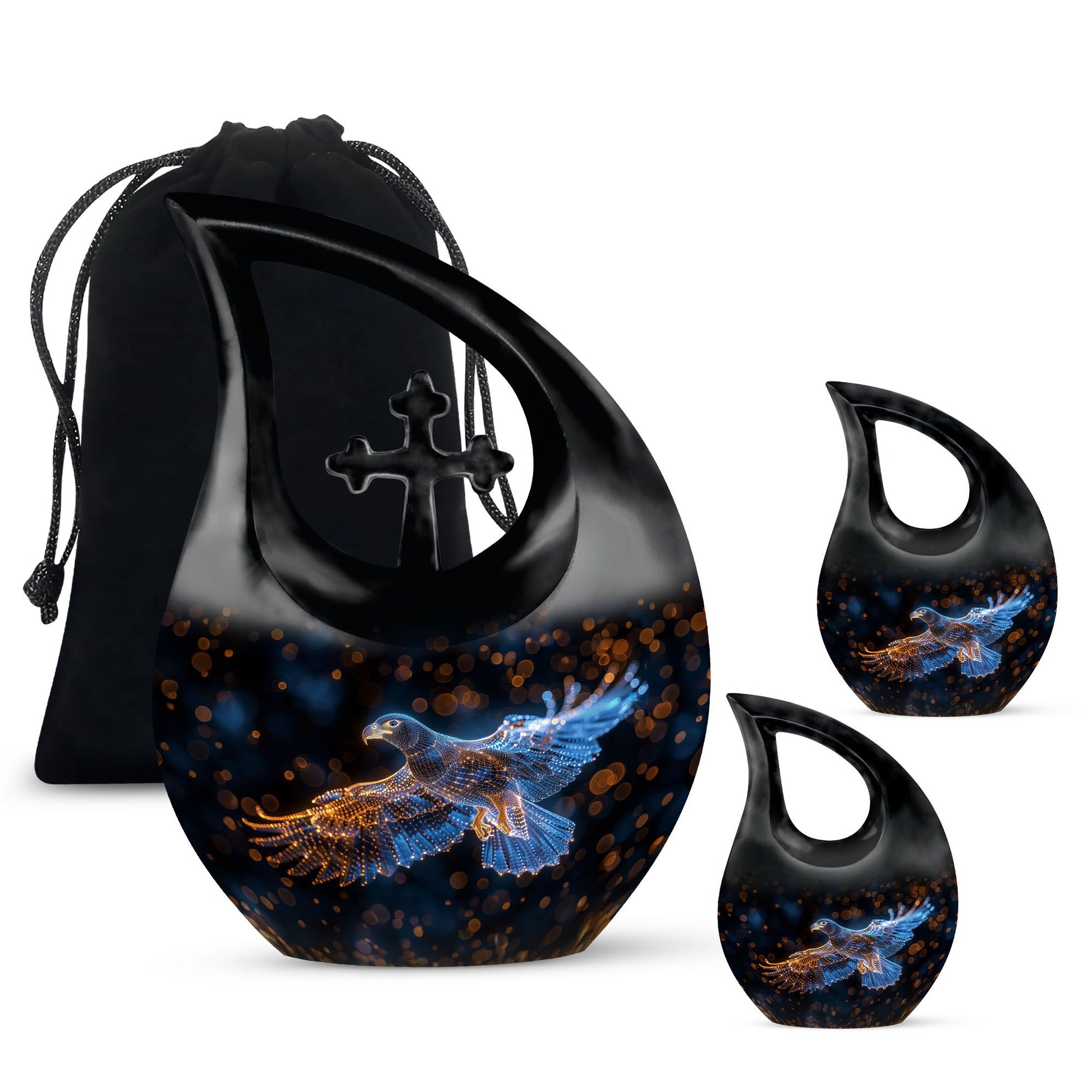 Eagle Theme Large Urn With 2 Keepsake Urn