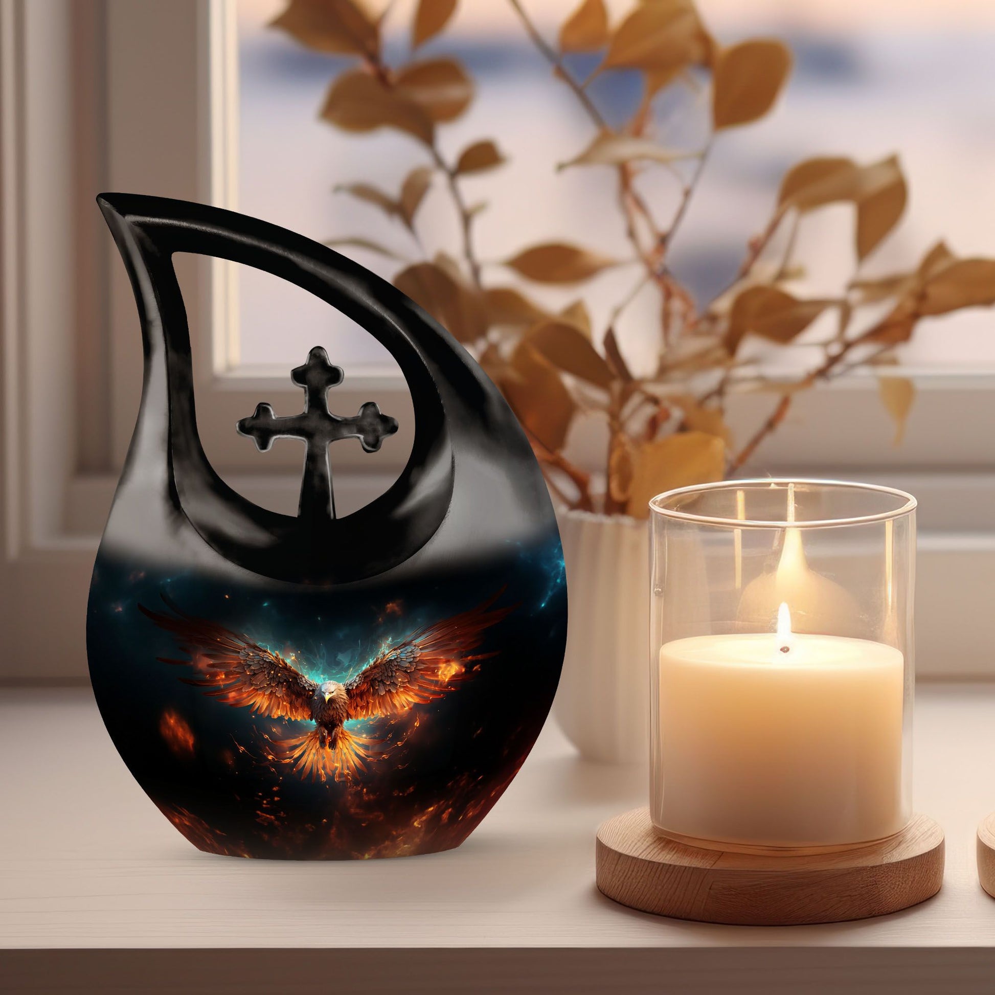 Large Cross Drop Eagle Urn  keepsake cremation urn