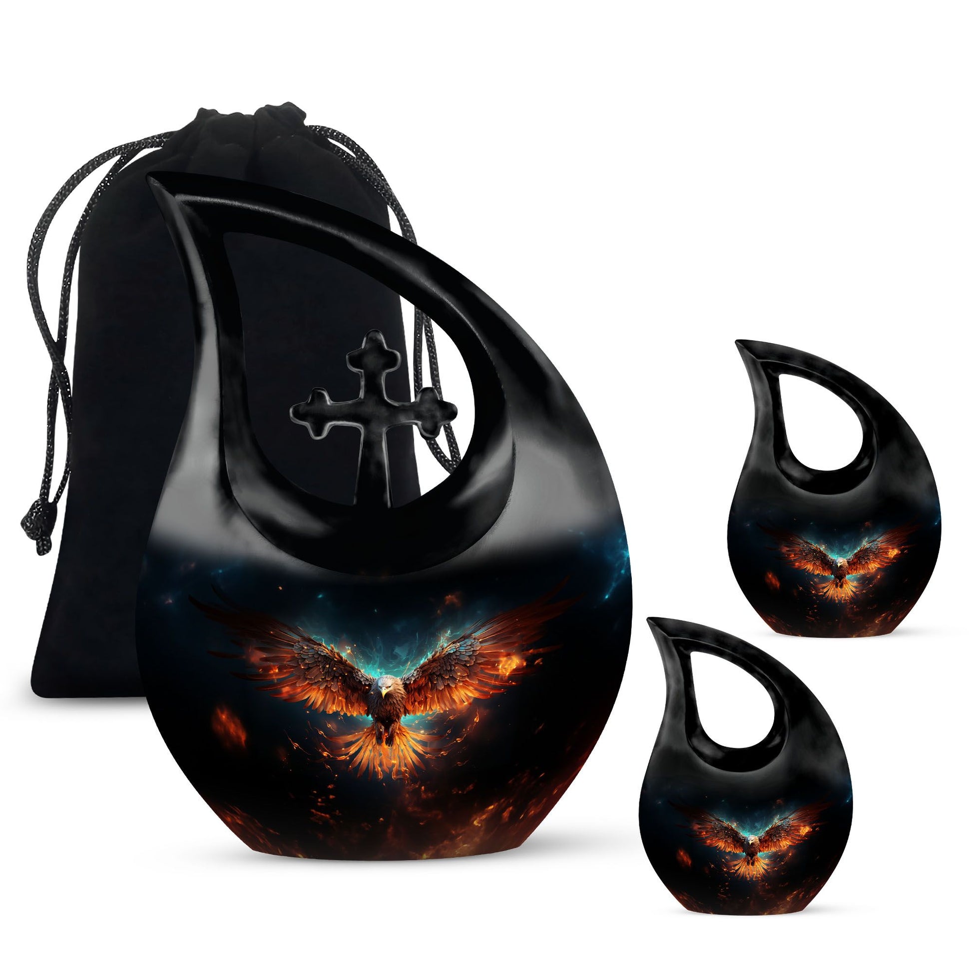 Eagle Theme Large Urn With 2 Keepsake Urn