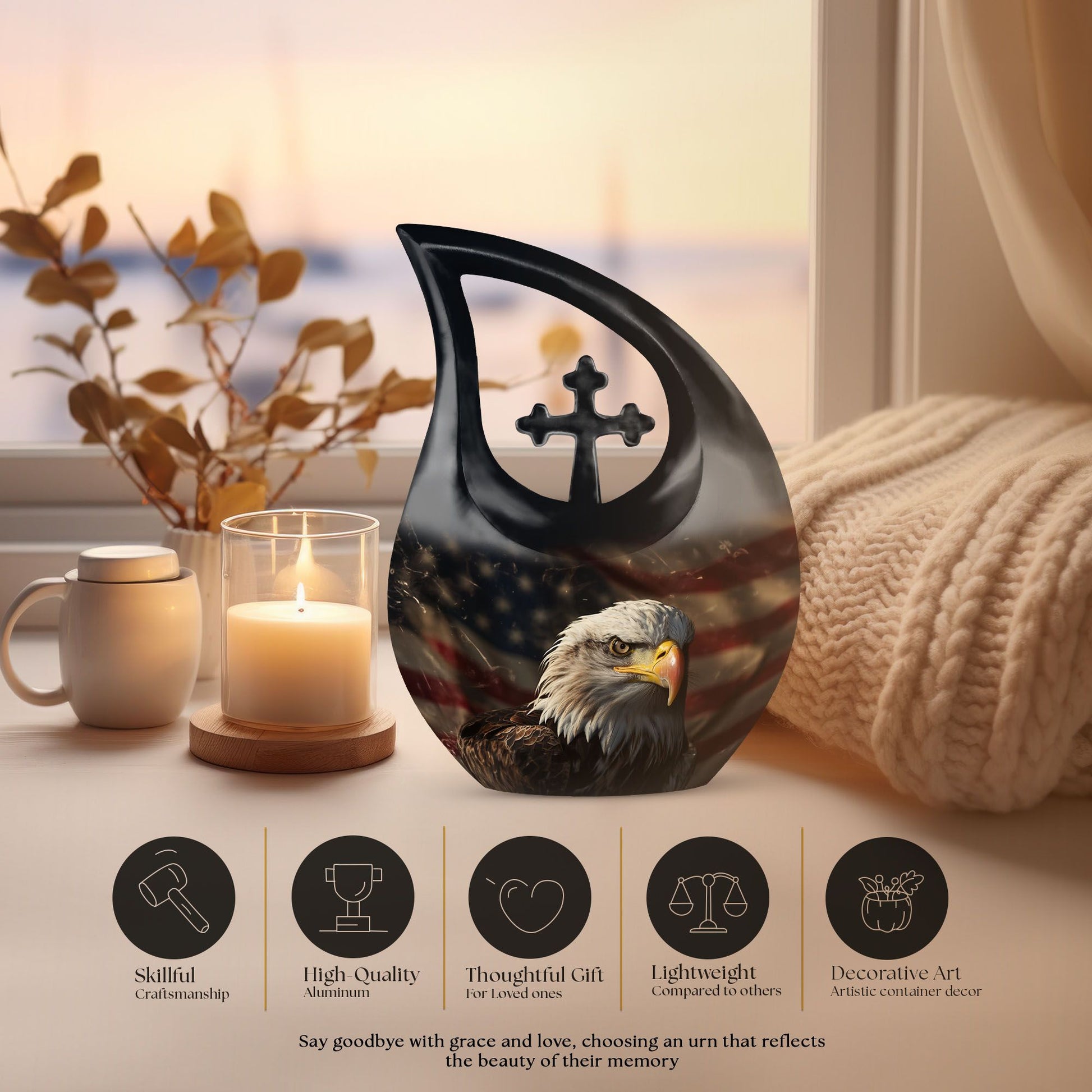  Cross Drop design Personalized Urn for Ashes, 