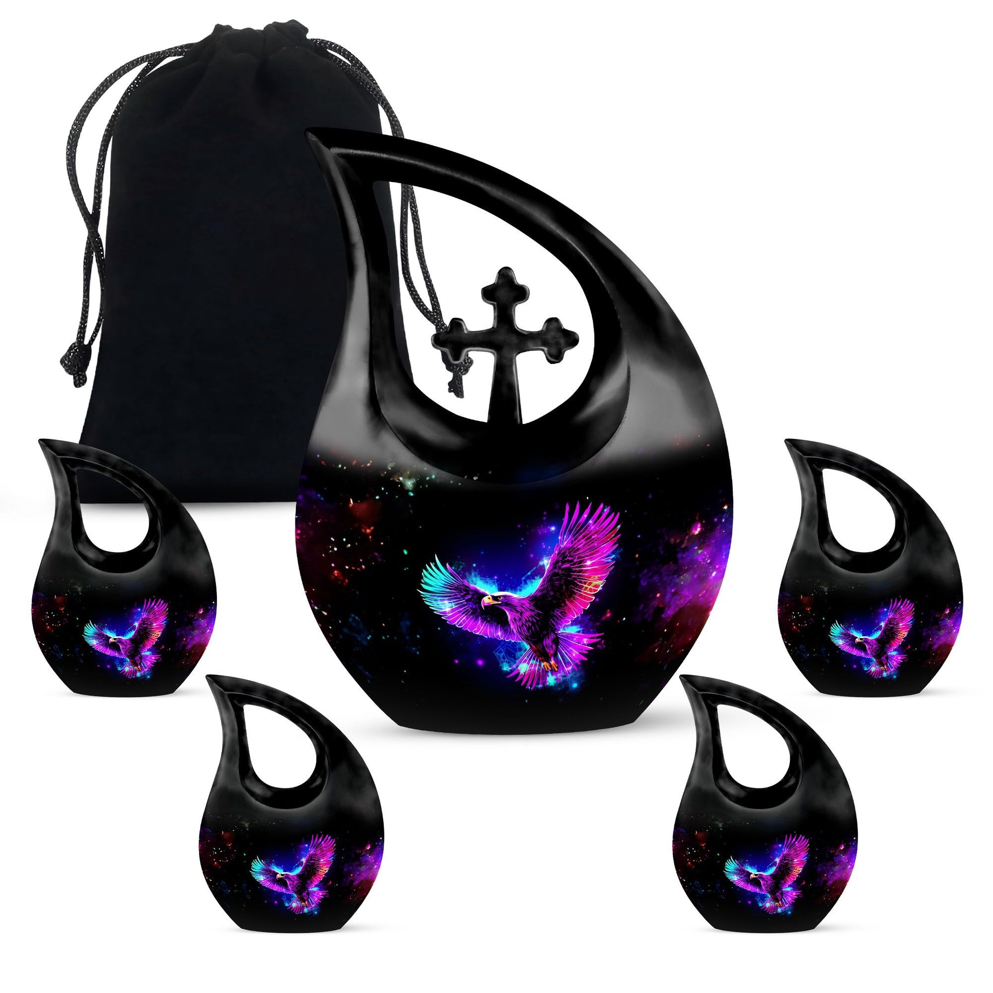 Eagle Theme Large Urn With 4 Keepsake Urn