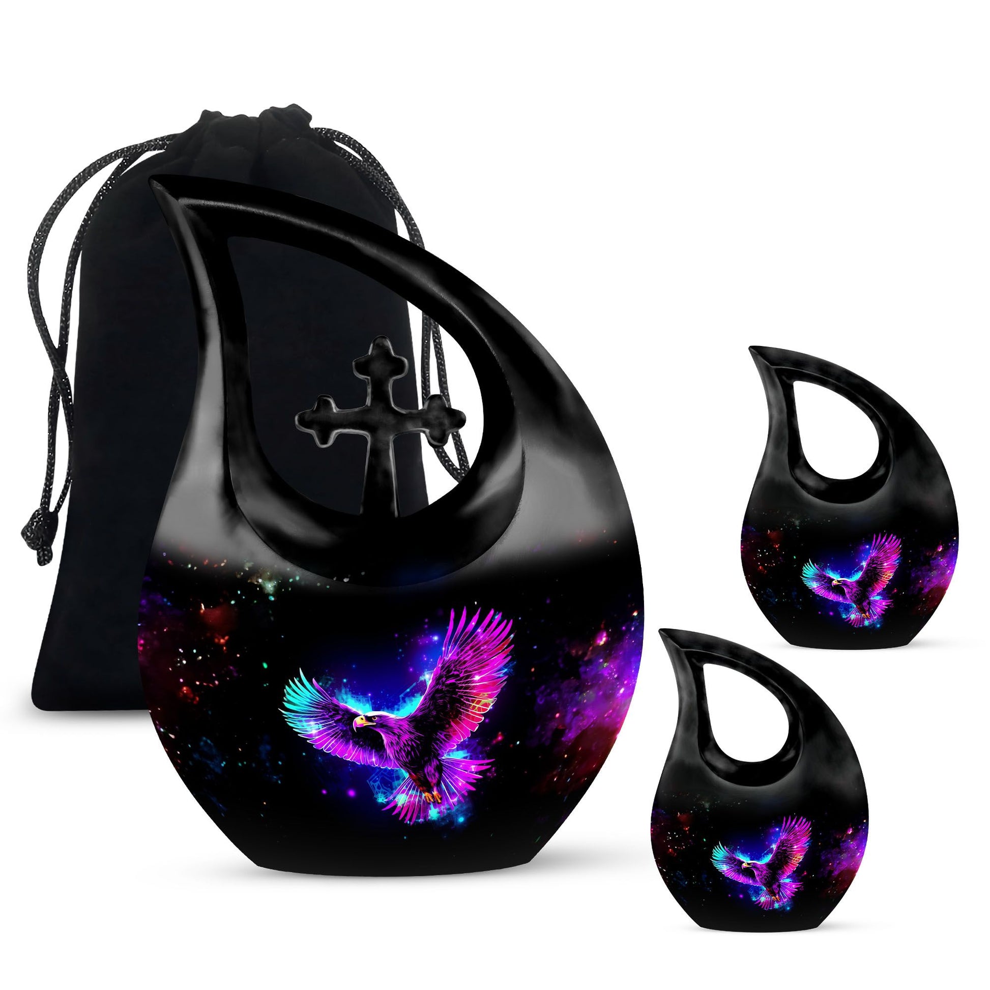 Eagle Theme Large Urn With 2 Keepsake Urn