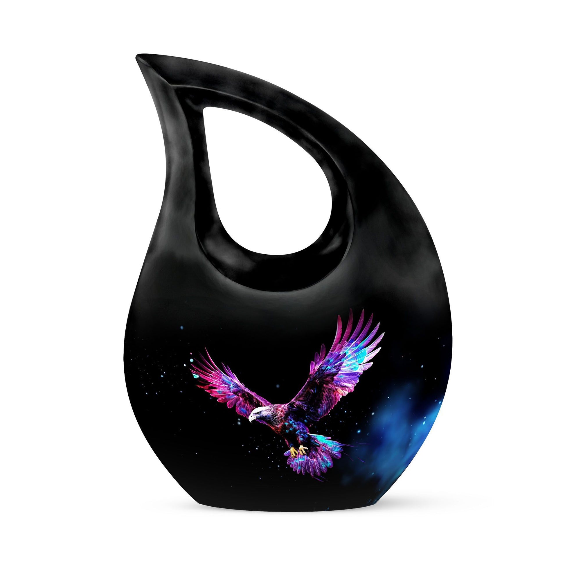 10-inch Eagle Urn with Cross Drop design, personalized 