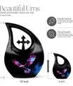10-inch Eagle Urn with Cross Drop design, personalized 