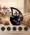 10-inch Eagle Urn with Cross Drop design, personalized 