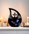 10-inch Eagle Urn with Cross Drop design, personalized 