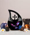 10-inch Eagle Urn with Cross Drop design, personalized 