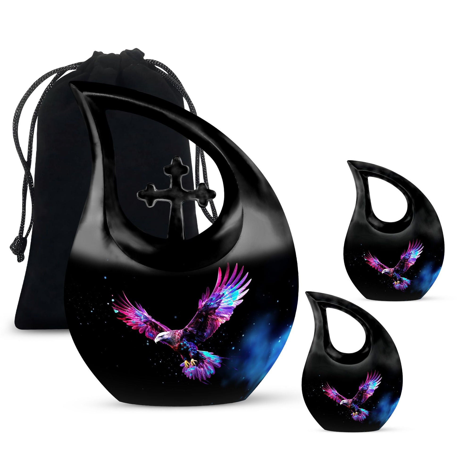 Eagle Theme Large Urn With 2 Keepsake Urn