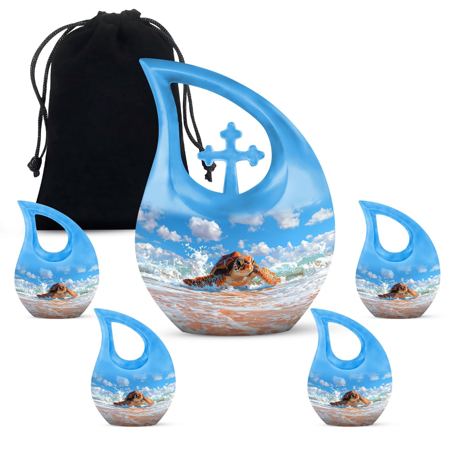 10 inch Turtle urn with Cross Drop design, 