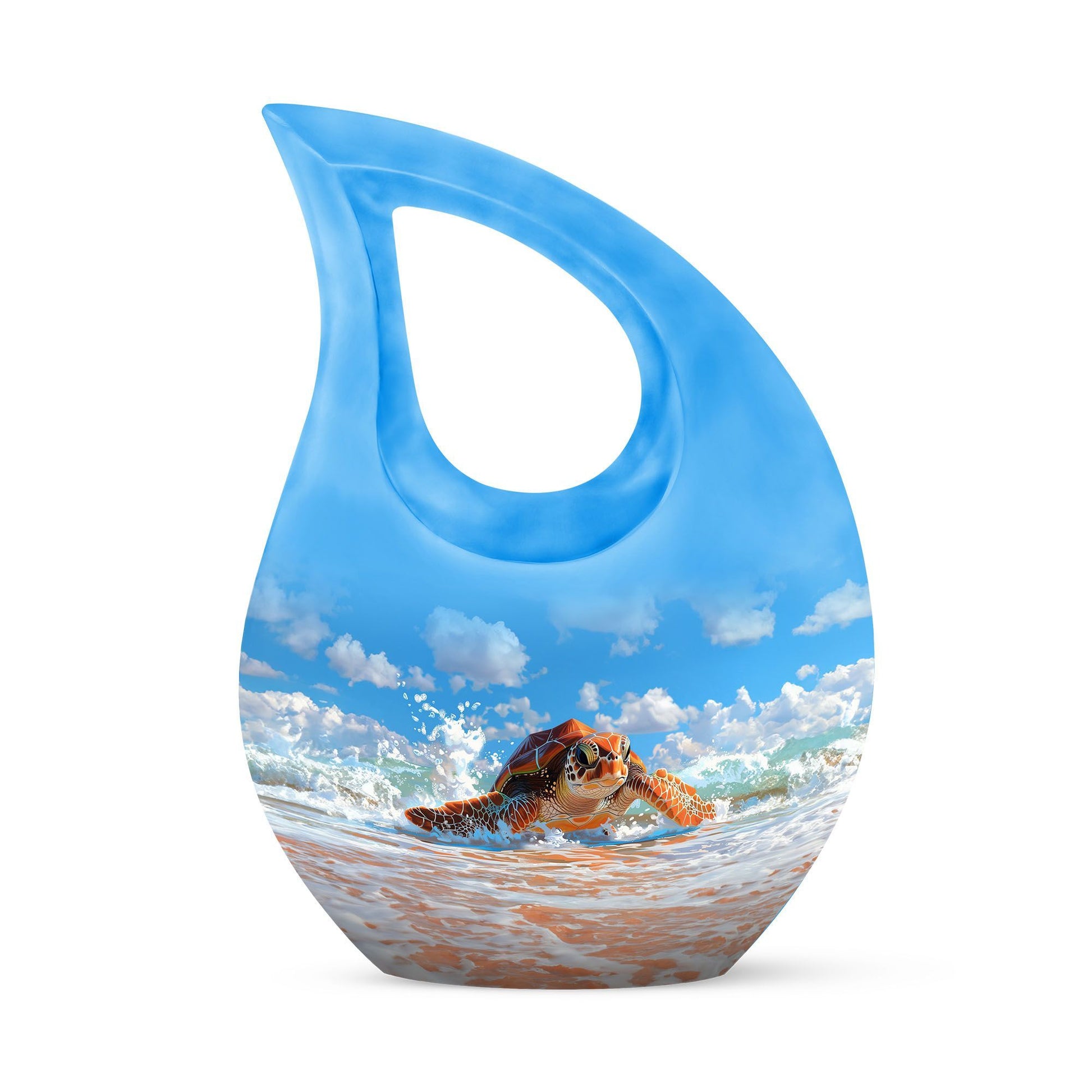 10 inch Turtle urn with Cross Drop design, 