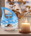10 inch Turtle urn with Cross Drop design, 
