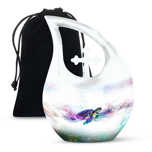 10-inch Turtle Urn, Cross Drop design, 