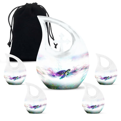 10-inch Turtle Urn, Cross Drop design, 